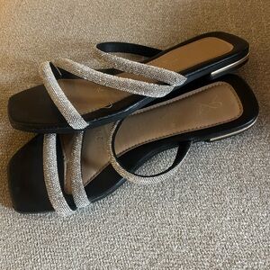 Elegant Black and Silver Women's Sandals
